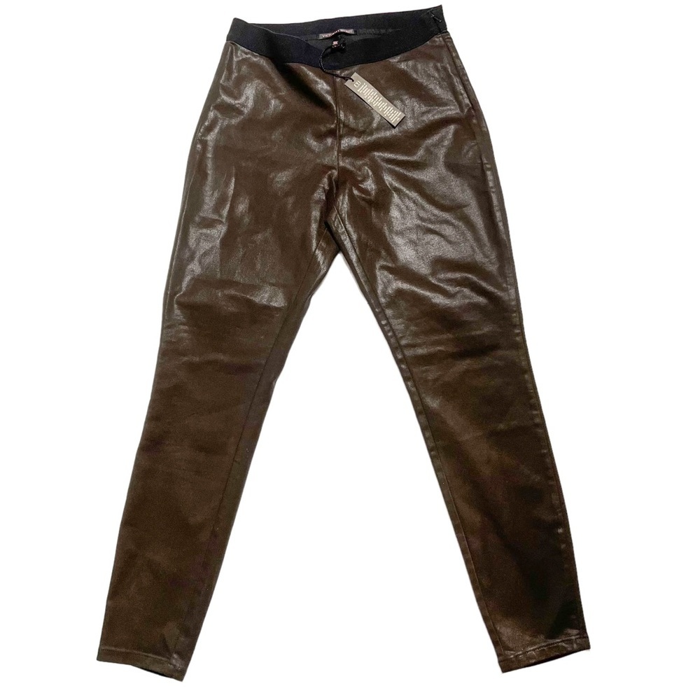 *SOLD* NEW! Victoria’s Secret Faux Leather Chocolate Brown Leggings size 6 - Picture 1 of 7